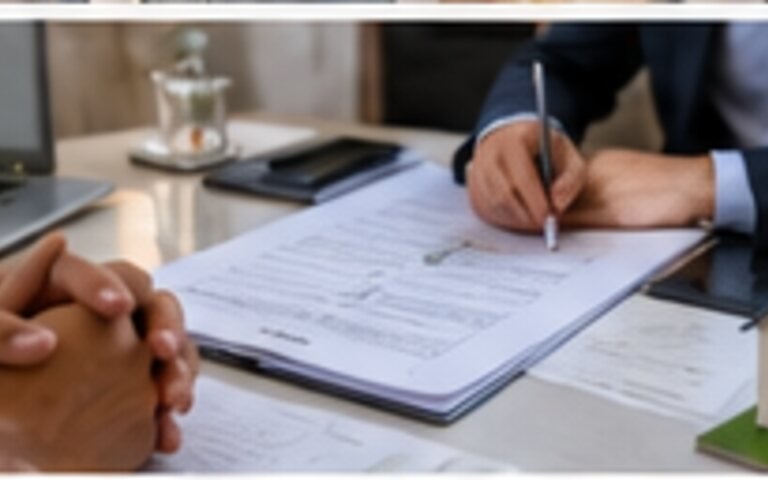 Property documents being reviewed before a real-estate transaction