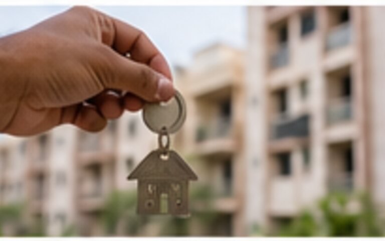 Homeowner organizing keys and property documents for a resale transaction