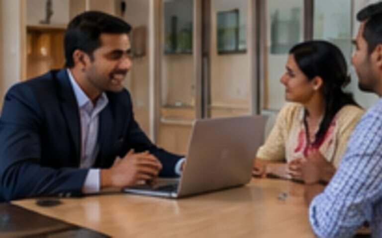 Resident testing smart-home controls during a West Delhi property visit
